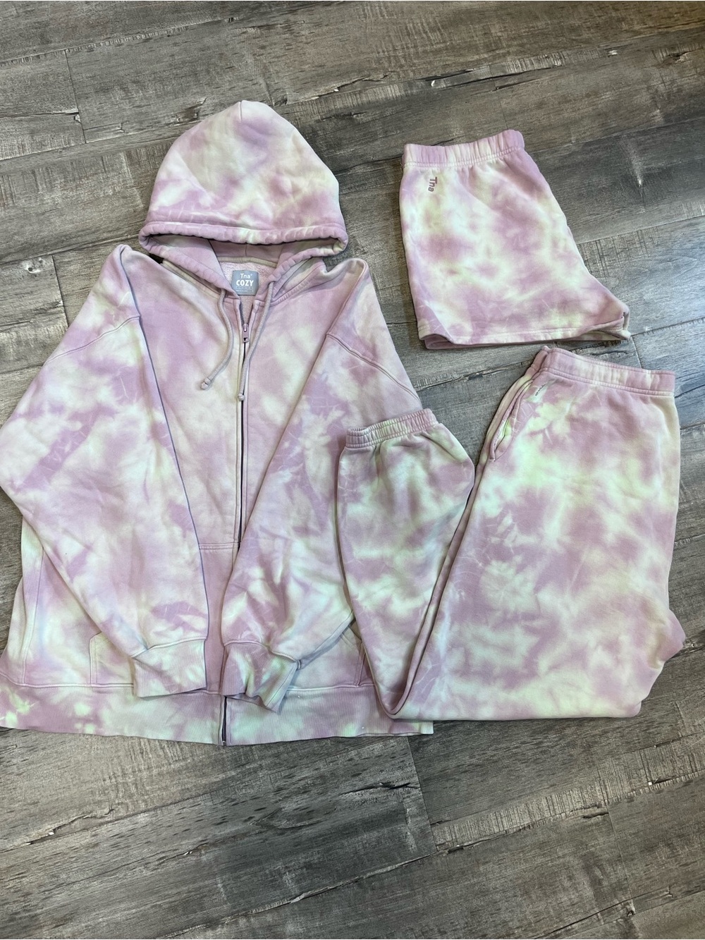 TNA Pink & Mint Tie-Dye Track Set - Hoodie & Joggers